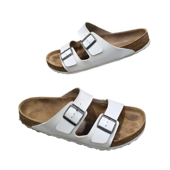 Birkenstock Arizona Sandals Mens Birko Flor White Shoes US Size 12 EU 45 - Picture 1 of 10